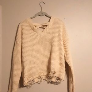 Planet Gold Deconstructed Chenille Sweater